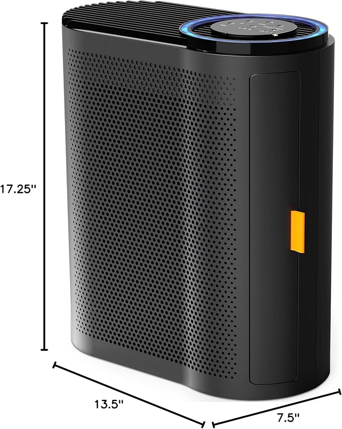 AROEVE Air Purifiers for Home Bedroom, Covers Up to 1095 ft², 3-in-1 Filter Sleep Mode, Air Quality Indicator Ring, Remove Dust Smoke Odor Pollen Allergies Pet Hair for Dorm Room, Office, MK04, Black