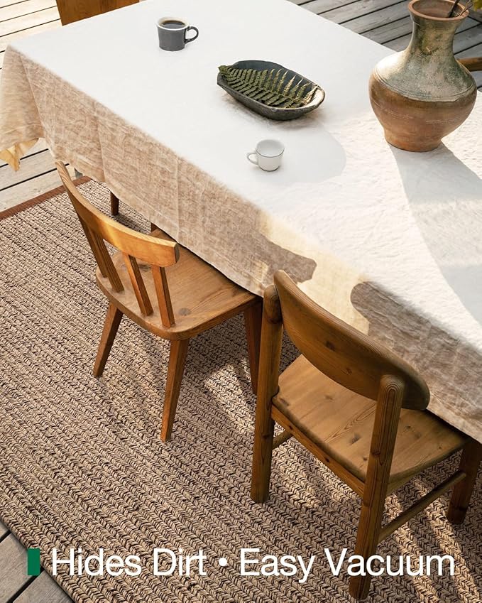 LUMI Jute Area Rug 5x8 for Living Room, Natural Handwoven Rugs Non Slip, Farmhouse Braided Carpets No Shedding for High Traffic, Dining Room, Indoor, Outdoor, Patio