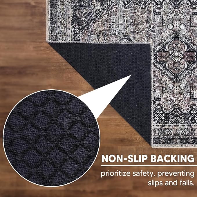 Keen Home Design 9x12 Rug - Machine Washable Area Rug with Non-Slip Backing, Ideal for Living Room, Dining Room, Bedroom - Vintage, Easy Clean, Durable, Low Pile Rug - (9' x 12')