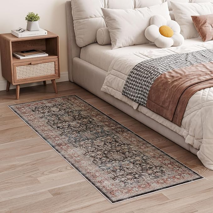 Dripex Washable Runner Rug 2x6 Non-Skid Kitchen Runner Vintage Kitchen Rug for Hallway Soft Low-Pile Carpet, Stain Resistant Kitchen Mat for Laundry Living Room Bathroom