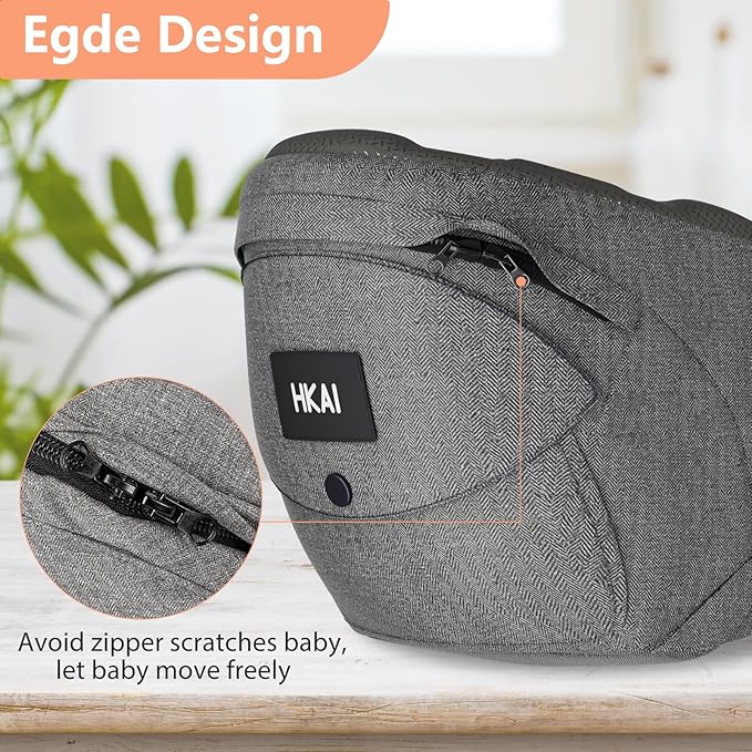 HKAI Baby Hip Carrier, Mom’s Choice Award Winner, Baby Carrier with Adjustable Waistband & Breathable Mesh, Ergonomic Carrier with Non-Slip Hip Seat Surface for Newborns & Toddlers, (Grey)