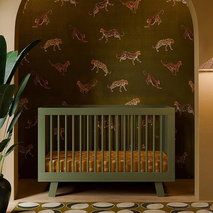babyletto Hudson 3-in-1 Convertible Baby Crib with Toddler Bed & Daybed Conversion, Durable & Easy to Assemble - GREENGUARD Gold Certified w/ 4 Adjustable Mattress Heights - Olive Green