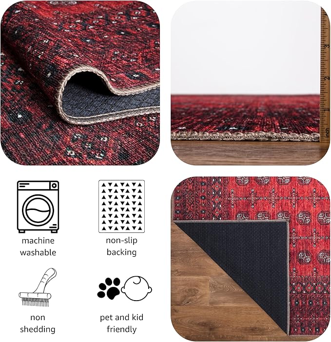 Keen Home Design 8x10 Rug - Machine Washable Area Rug with Non-Slip Backing, Ideal for Living Room, Dining Room, Bedroom - Vintage, Easy Clean, Durable, Low Pile Rug - (8' x 10')