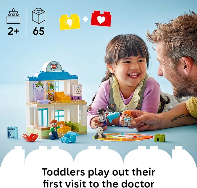 LEGO DUPLO Town First Time Visit with The Doctor Office Building Toy Playset - Preschool Learning and Educational Toy for Toddlers, Boys and Girls, Ages 2+ - Baby Gift Idea - 10449