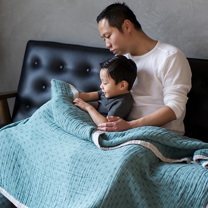 Little Unicorn Premium Quilted Throw | Super Soft, Multi-Layered Muslin XL Blanket| Great for Kids & Families (WallFlower)