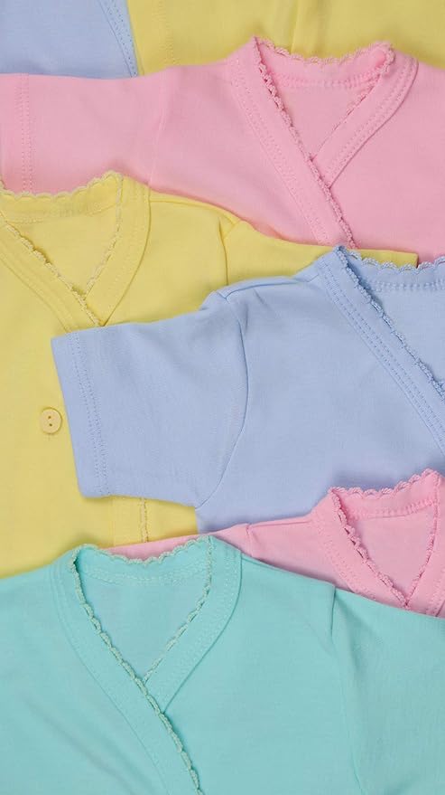 ToBeInStyle Babies' 4 Pack Relaxed Fit Short or Long Sleeve Button Up Kimono Tee Swaddle Shirt
