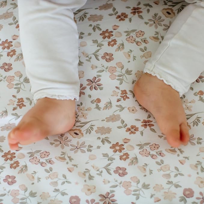 Baby Changing Pad Cover 2-Pack for Girls (Fleurette) - Premium Fitted Sheets Baby Diaper Changing Table Cover - Buttery Soft Cotton Blend