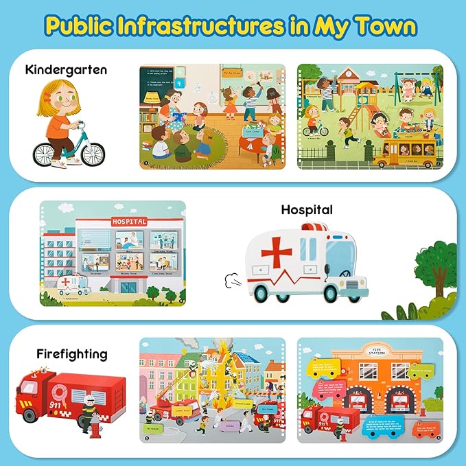 Freebear Busy Book for Toddlers Preschool Learning Activities Resources Autism Sensory Montessori Toys for 2-3 Year Old,Travel Toys, Gifts for Girls and Boys 4 5 6 Years (Human World)