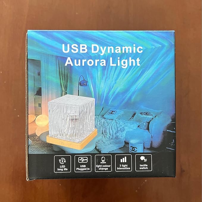 PWWJ Northern Lights Projector: 16 Color Gradual Changing Luminor Cube Lamp, This Crystal lamp Serves as Both Ocean Wave Projector and Galaxy Grojector, Making it Perfect for Bedroom and Party Decor