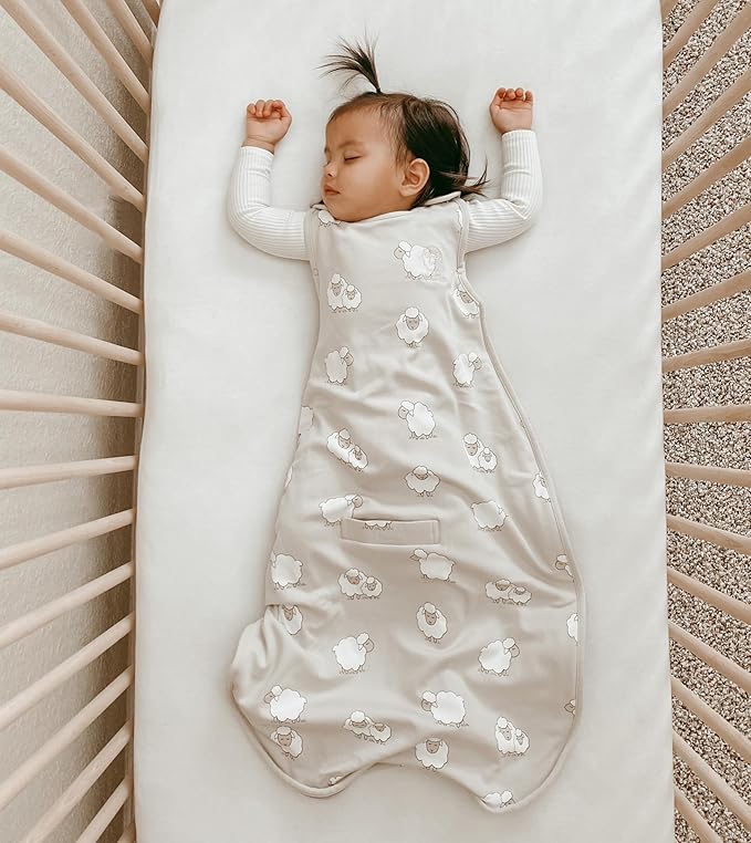 Woolino 4 Season Toddler Sleeping Sack, Merino Wool and Organic Cotton Baby Sleep Bag Sack, 2-4 Years, Sheep