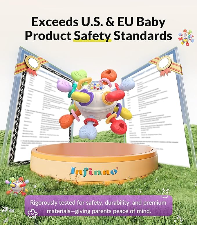 Baby Teething & Rattle Toys – Safe, Multi-Functional BPA-Free Silicone Sensory Learning Toys for Infant 0-12 Months–Teething Relief & Fun Play – Perfect Baby Gift for Boys & Girls