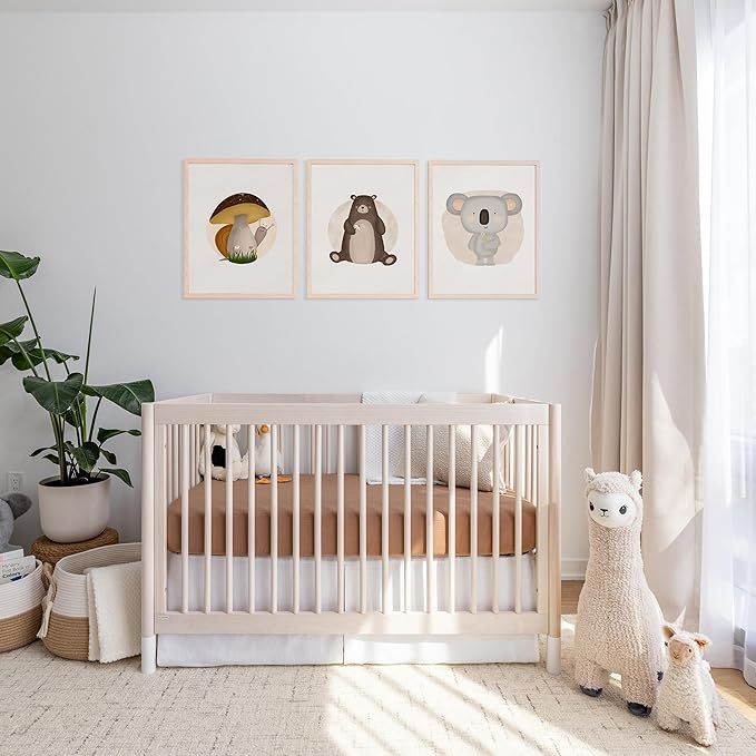 Muslin Crib Sheets, 100% Organic Cotton, Breathable and Ultra-Soft, Standard Crib Sheet Mattress (28"x 52") for Girls and Boys, Neutral Fitted Baby Crib Sheet (Brown)