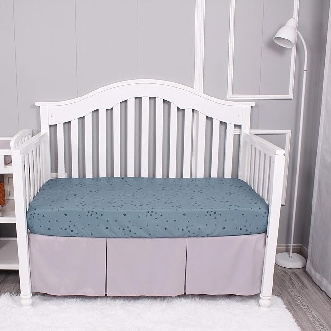Belsden 3 Pack Microfiber Durable Crib Sheets Fitted, Silky Soft Smooth Breathable Baby Sheets Set, 28''x52 Fits Standard Crib and Toddler Mattresses, Moon & Star & Grey