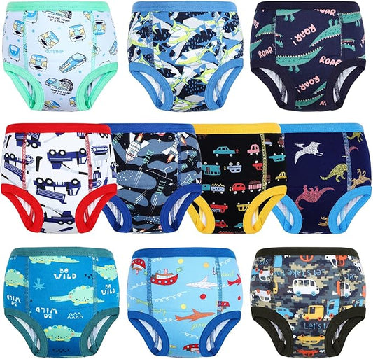 MOEMOE BABY Training Underwear 10 Packs Absorbent Potty Training Pants for Boys and Girls Cotton Pee Pants 2-9T
