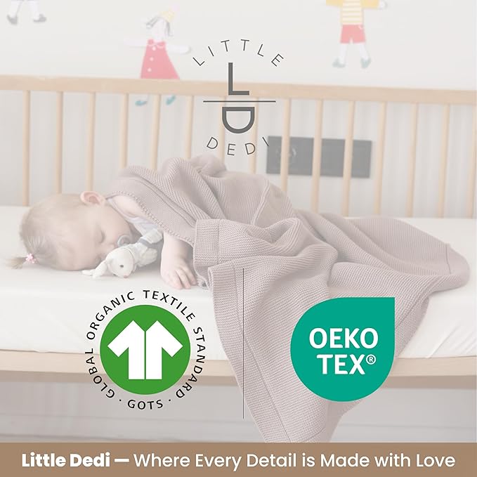 100% Organic Cotton Baby Knitted Blanket with Gift Box - Soft Toddler, Crib, Stroller Blanket - Neutral Swaddle and Receiving Blanket for Newborns, 30"x40", Mocha Meringue