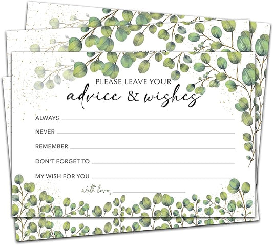 Advice And Wishes Cards (25pcs), Leaf Theme Advice Cards For Mr And Mrs, Bride And Groom, New Parents, Bridal Shower, Baby Shower, Engagement, Wedding, Bachelorette Party Games Decor -A02