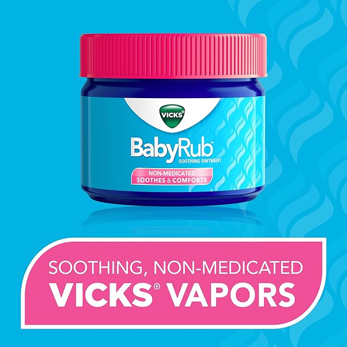 Vicks BabyRub Chest Rub Ointment with Soothing Aloe, Eucalyptus, Lavender, and Rosemary, from the makers of VapoRub, 1.76 oz