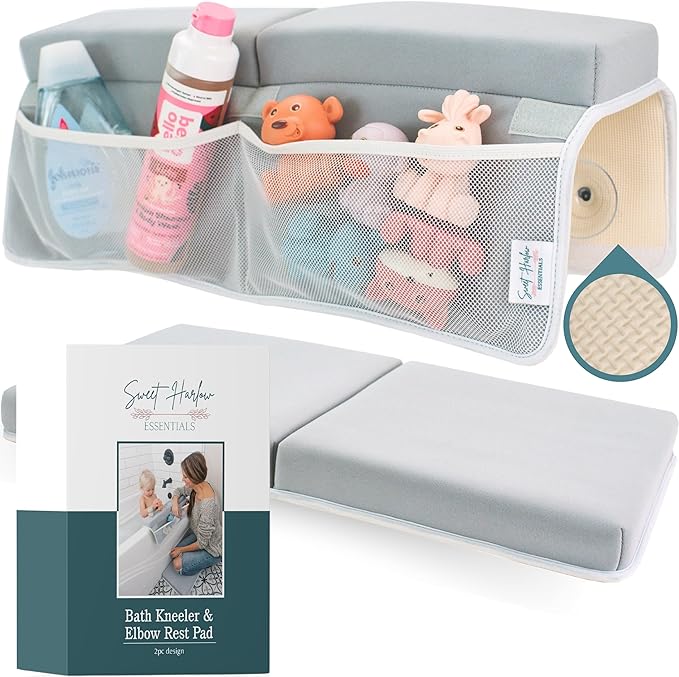 Comfortable Baby Bath Kneeler and Elbow Rest Pad Set | Tub Kneeling Pad Essentials | Bathtub Accessories