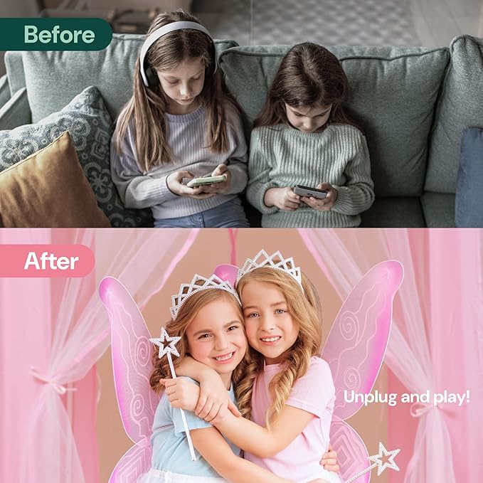 PLAYVIBE Princess Tent - 55 x 53 in Indoor Playhouse - Kids Tent with Starry LED Lights & Toddler Playhouse