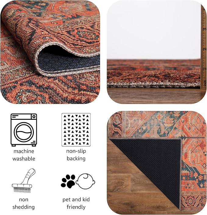 Keen Home Design 3x5 Rug - Machine Washable Entry Rug with Non-Slip Backing, Ideal for Enteryway, Kitchen, Bathroom, Laundry Room - Vintage, Easy Clean, Durable, Low Pile Rug - (3' x 5')