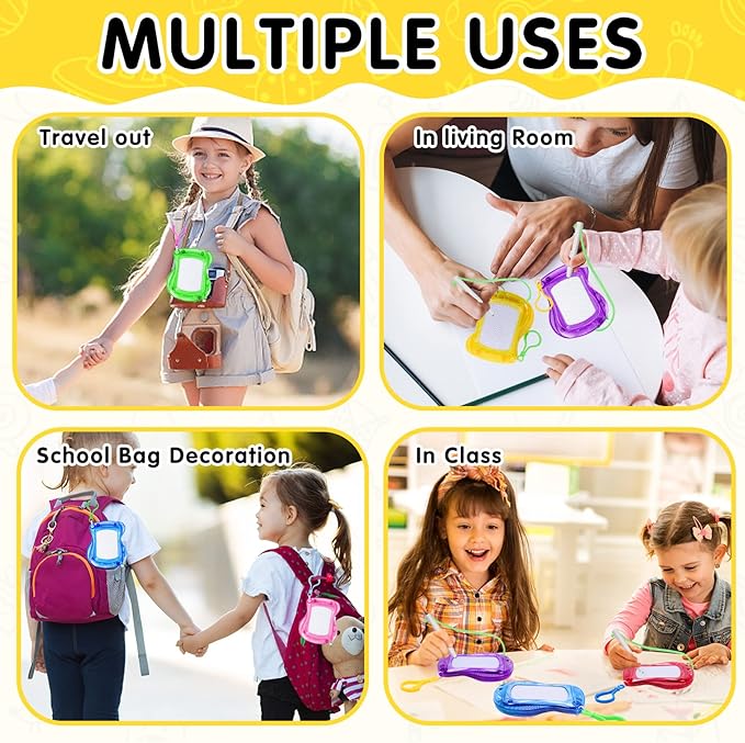 12Pcs Mini Magnetic Drawing Board,Erasable Mini Doodle Boards for Kids,Backpack Keychain Clip Drawing Boards,Portable Small Writing Pad for Boys Girls Party Favor Classroom Rewards Goodie Bag Filler
