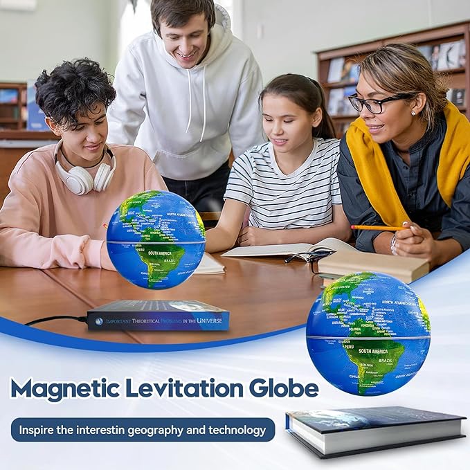 Flagest Magnetic Levitation Floating Globe 6" Rotating Globe Book Base - Gradient Night Light Color Globes With Switch Control - Birthday Anniversary Gift