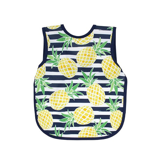 BapronBaby Pineapple Stripes Bapron - No Neck Tie Safer Bib for Baby & Toddler - Soft Waterproof Stain Resistant - Machine Washable - Sz Baby/Toddler 6m-3T
