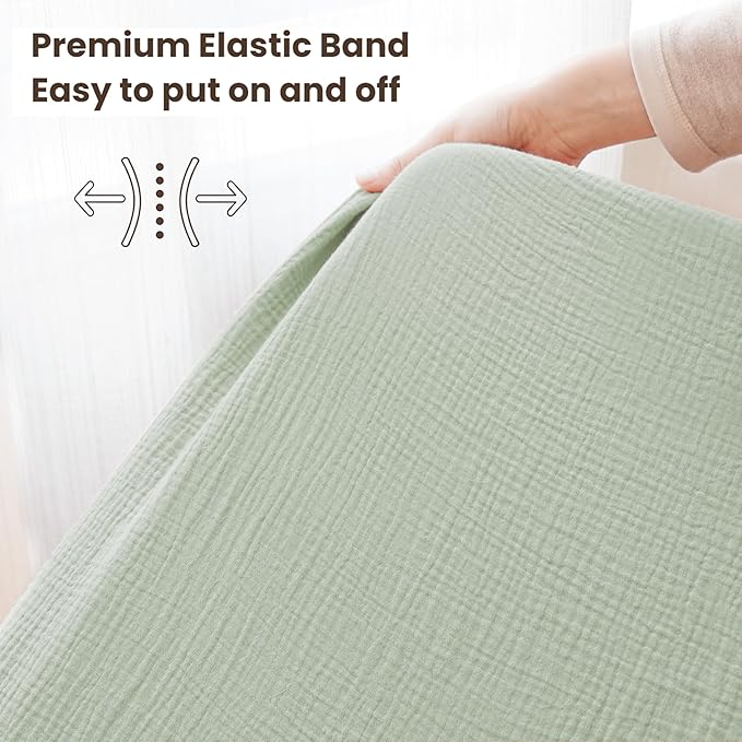 Konssy Muslin Crib Sheets 2 PCS, 100% Cotton Baby Crib Sheets for Standard Crib Mattress (28"x 52"), Soft and Breathable for Boys, Girls (Woodland,Sage)