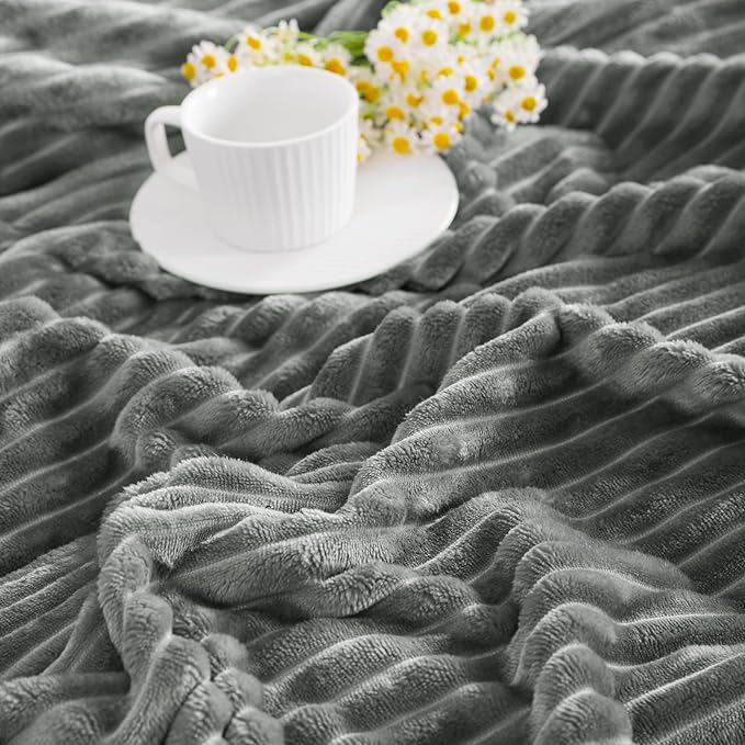 Ntbay Flannel Fleece Twin Blanket, Soft Lightweight Fuzzy Bed Blanket for Couch Sofa Bed All Seasons - Gray - 60 x 80 inches