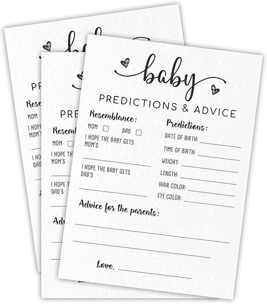 Minimalism Baby Shower Game Cards - Advice For New Parents, Gender Reveal Party, Set Of 30 -A01