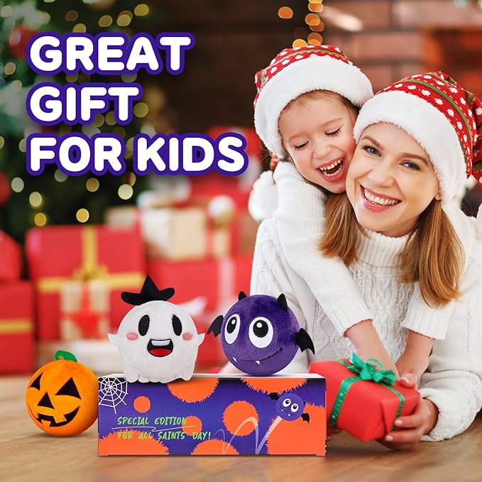 PlayZap Bouncy Balls for Kids with Plush Covers - 3" Large Size BPA Free 10 Feet High Bounce - -Indoor Outdoor Games Toddler Toys - Halloween Birthday Gift for Boys Girls 1-3 3-5 5-8 8-12