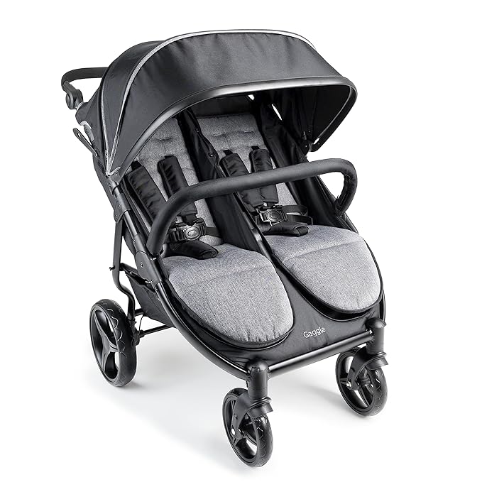 Gaggle by Foundations Roadster Duo Side by Side Double Stroller | Lightweight Compact Double Stroller for Toddlers | Easy to Fold & Maneuver | Amusement Park Approved | Black