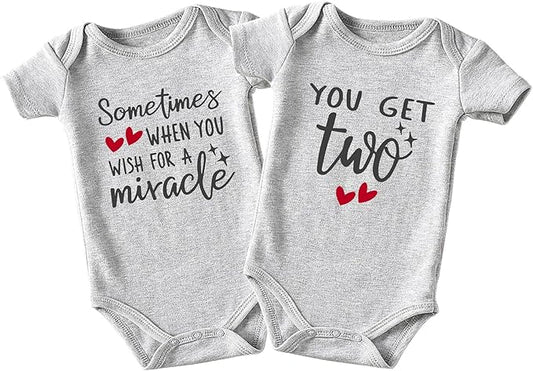 Shlrzy Wish One Get Two Baby Outfits For Boy And Girl Newborn Twins - Must Haves - Twin Baby Bodysuit