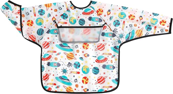 PandaEar (3 Pack Long Sleeve Bibs| Waterproof Full Sleeve Bib for Baby Infant Toddler 6-36 Months