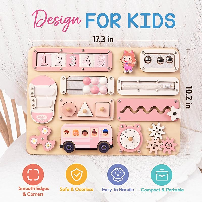 Large Busy Board Montessori Toys for 1 2 3 Year Old - Sensory Toys for Toddlers 1-3 - Fine Motor Skills & Early Learning - Montessori Gift for Boys & Girls - Travel-Friendly & Safe