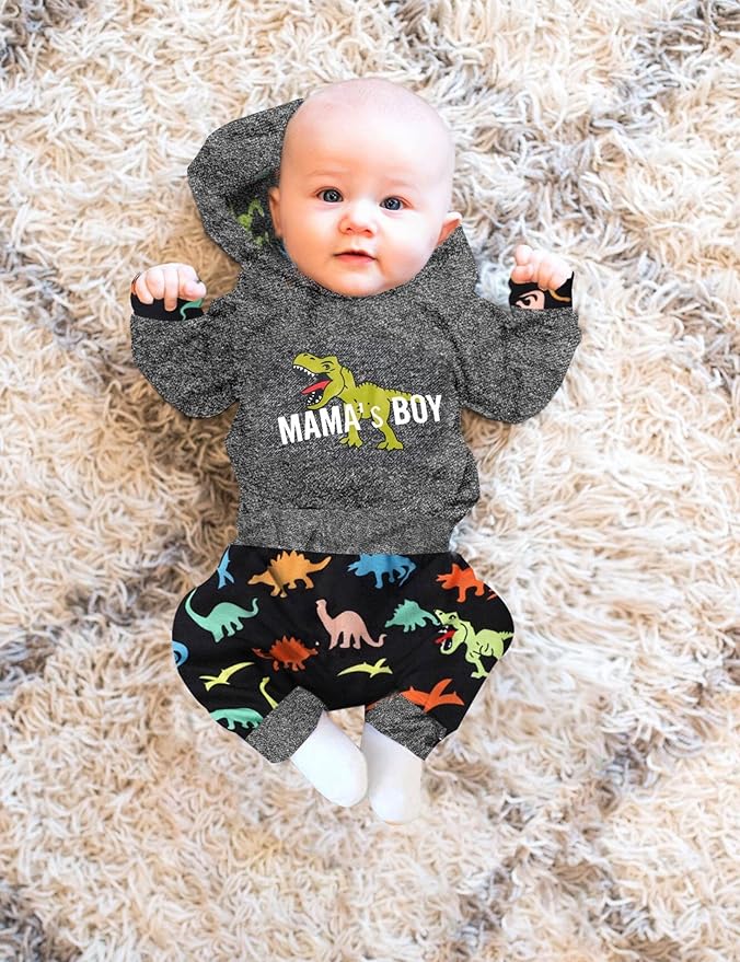 Fommy Newborn Baby Boy Clothes Plaid Letter Print Long Sleeve Hoodies + Long Pants 2PCS Fall Winter Outfits Set