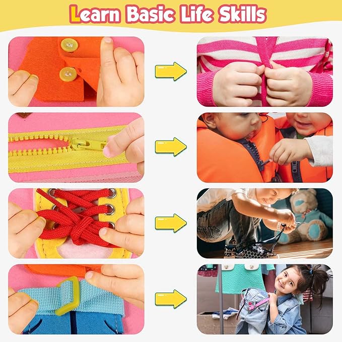 Winblo Toddler Busy Board - Montessori Toys for Toddler Girl Birthday Gift, Educational Learning Sensory Busy Book for Toddlers Girls, Toddlers Activities Travel Toys for Airplane Car