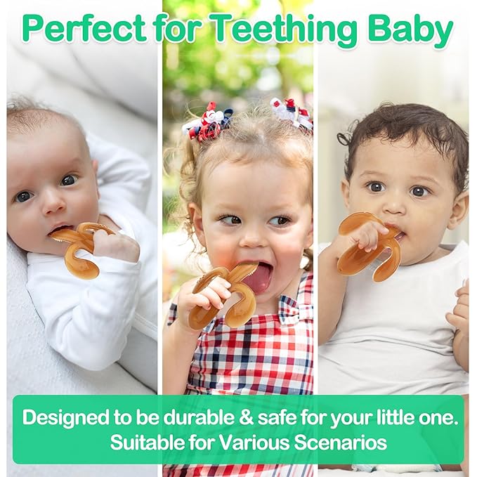 Food Feeder WAJIAYON 2 Pack Amber Oil Baby Teething Toys for Babies 0-6 Months, Baby teethers Toys 6 to 12 Months,Freezer BPA Free Soft and Textured Chew Infant Toys Easter Gifts for Boys and Girls