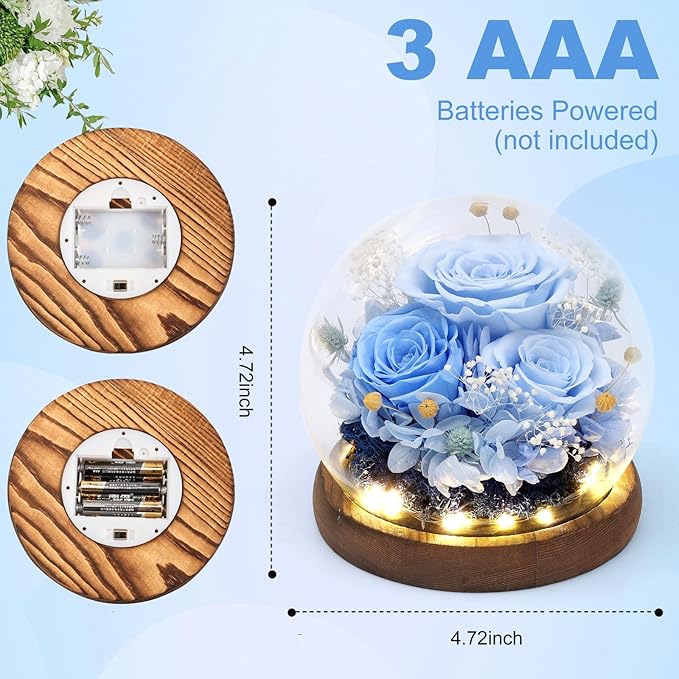 Lujechii Forever Flowers,Flowers for Delivery Prime.Birthday Gifts for Women,Moms, Lovers, Friends, Anniversaries, Preserved Flowers Unique Flower Gifts, Graduation Flower Bouquets (Blue)