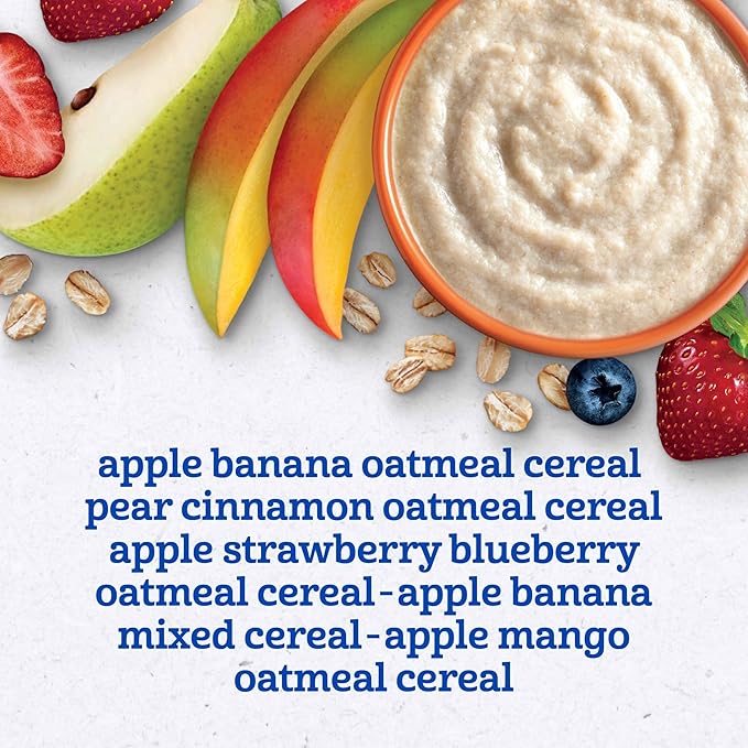 Gerber Stage 2 Baby Food, Baby Fruit And Cereal Tubs Variety Pack, Iron Helps Support Brain Development, No Artificial Flavors, Baby Cereal, 32-Pack