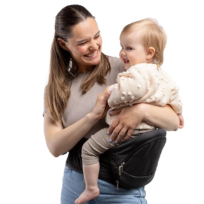 Beco Foldable Hip Seat Carrier - Baby 4-in-1 Easy-to-Use Carrier with Space-Saving Design for Newborn to Toddler (0-36 months/7-32.8 lbs (Black)