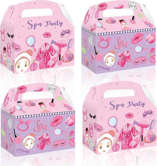 Spa Favor Box Decorations 12PCS Spa Birthday Party Supplies Makeup Theme Gift Boxes Spa Treat Box for Girls Princess Slumber Party Decor