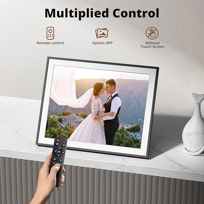 Dragon Touch Digital Picture Frame - 19 Inch WiFi Large Digital Photo Frame with 64GB Storage, FHD Screen, Easy Setup to Share Photos or Videos Remotely via Vphoto App from Anywhere(Not Touchscreen)