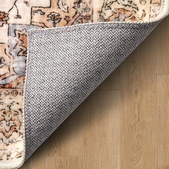 Ciicool Washable Vintage Area Rug, 2x3ft Boho Small Rug, Ultra Soft Rugs for Entryway, Non-Slip Entry Rugs Oriental Low-Pile Indoor Mat Floor Carpet for Entrance Bedroom Kitchen Bathroom Foyer Decor