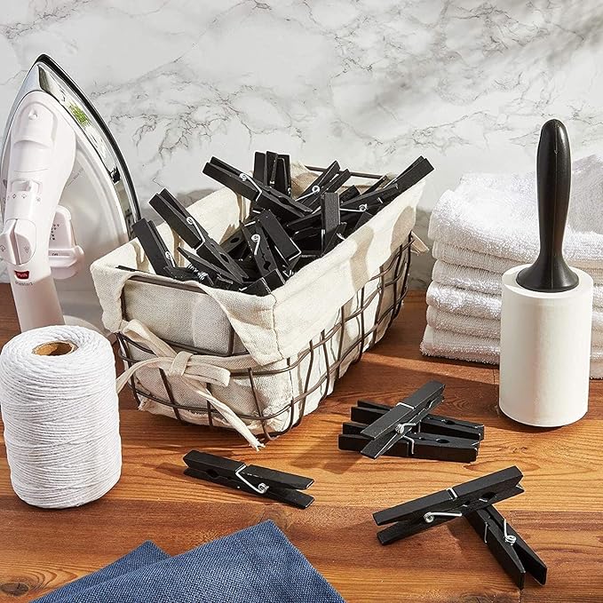 Juvale 100 Pack Wooden Clothespins for Hanging Laundry, Crafts, Photos (Black, 4 in Clothes Pins Wooden)
