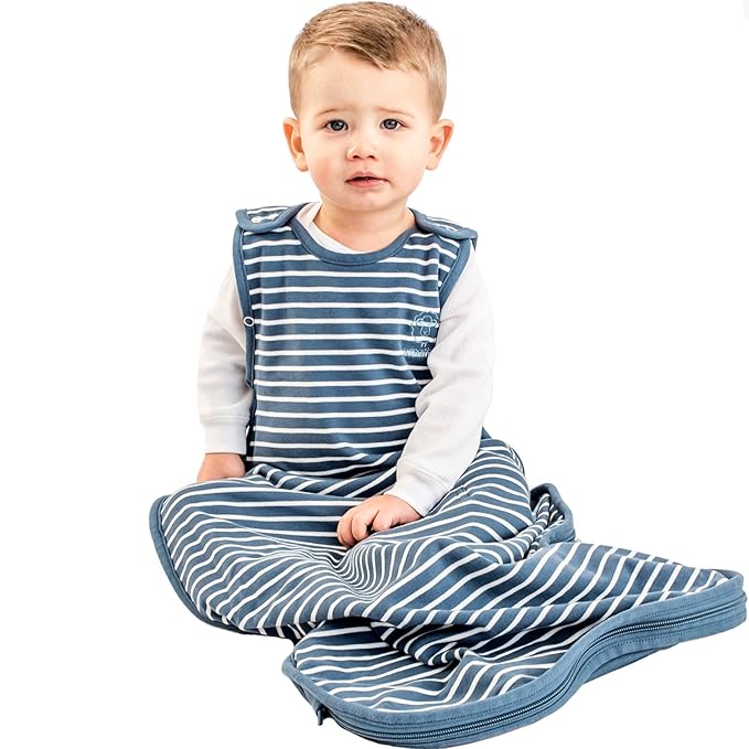Woolino Toddler Sleeping Bag, 4 Season Merino Wool Baby Sleep Bag or Sack, 2-4 Years, Navy Blue