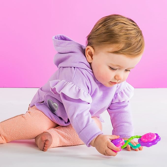 Bright Starts Rattle and Shake Barbell Toy - Pretty in Pink, Ages 3 Months + (Pack of 2)
