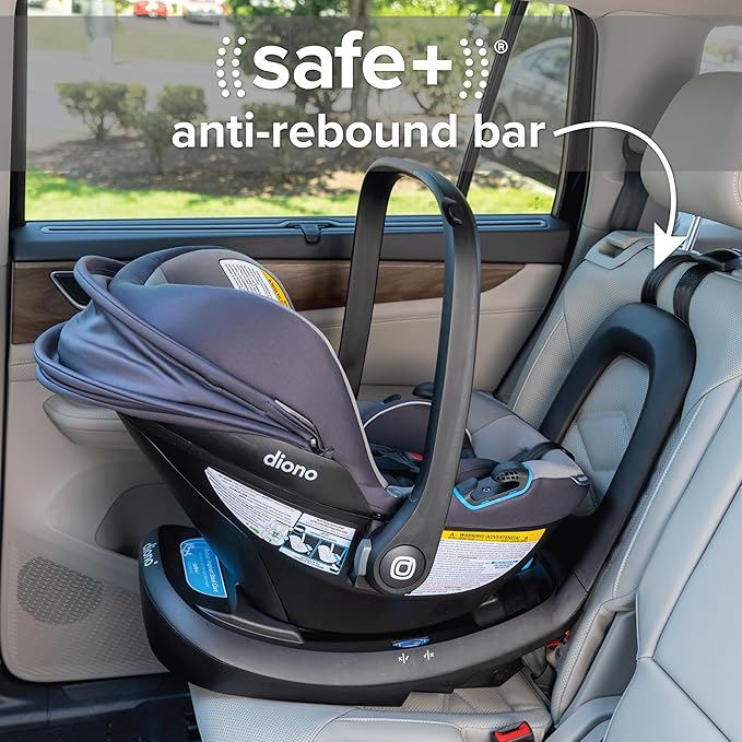 Diono LiteClik30 XT SafePlus Infant Car Seat and Base, Rear-Facing for Infants 4-30lbs, SafePlus Engineering, with Infant Insert, UPF 50+ Sunshade (Gray Glacier Frost)