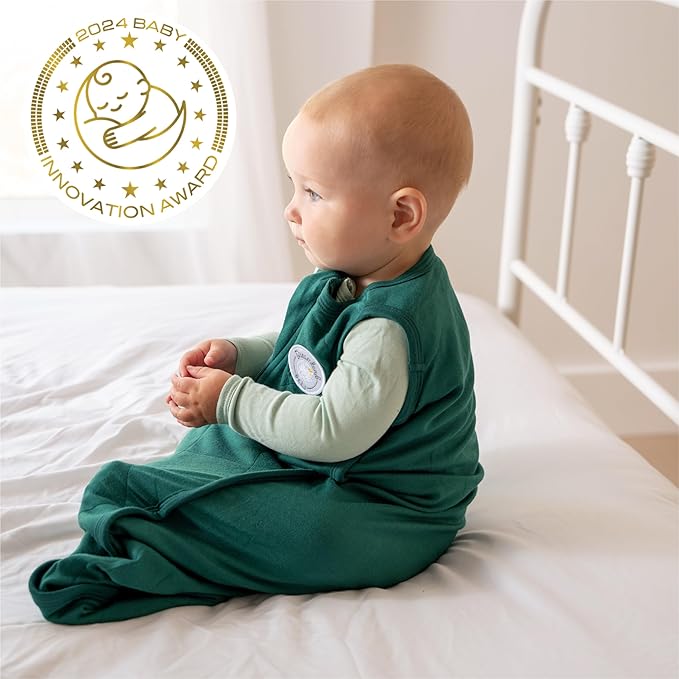 Dreamland Baby Lightweight Bamboo Viscose Sleep Sack (6-12 Months). 1.0 TOG Ultra Soft Blanket w/ 2-Way Zipper. 97% Viscose, 3% Spandex (Forest)