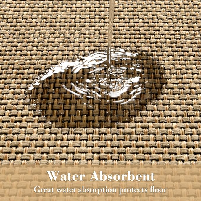 Wonnitar Farmhouse 5x8 Area Rugs for Living Room, Boho Washable Large Dining Room Rug, Neutral Braided Rubber Backed Mat Woven Absorbent Floor Carpet for Bedroom Kitchen Entry (Beige,5'x8')